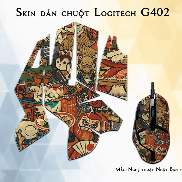 Skin dán chuột Logitech G402 mẫu Nghệ thuật Nhật Bản stb001