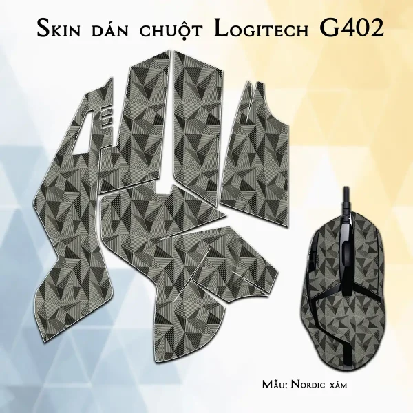 Skin dán chuột Logitech G402 mẫu Nordic xám