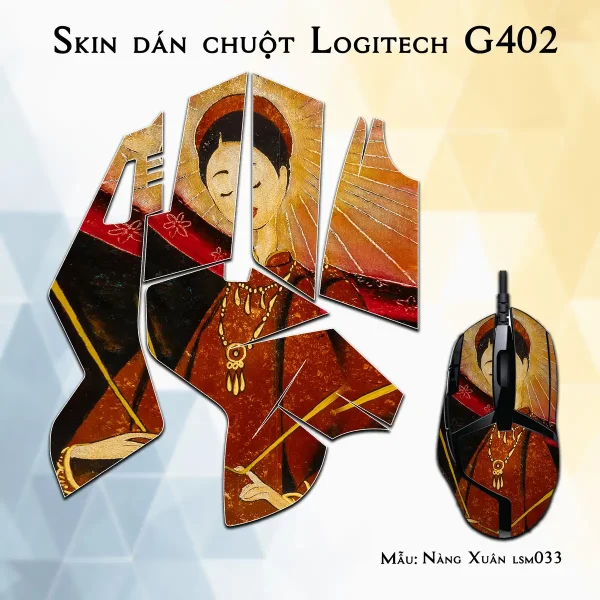Skin dán chuột Logitech G402 mẫu Nàng Xuân lsm033