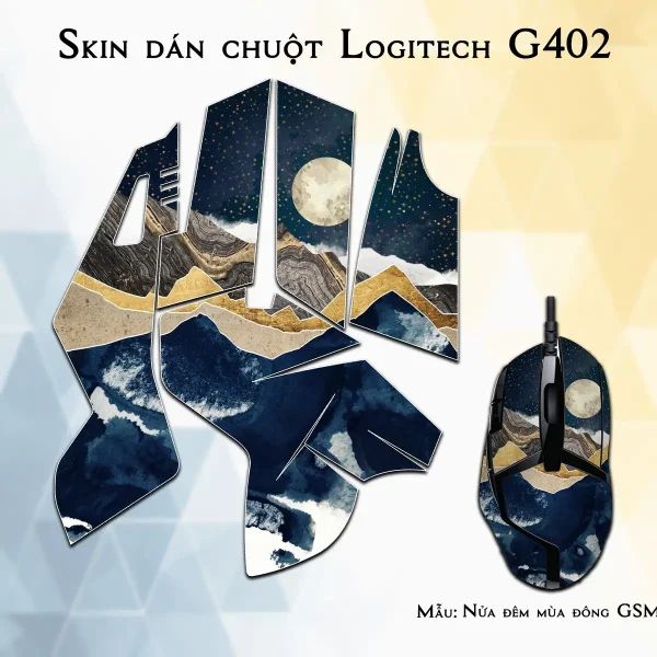Skin dán chuột Logitech G402 mẫu Nửa đêm mùa đông GSM184