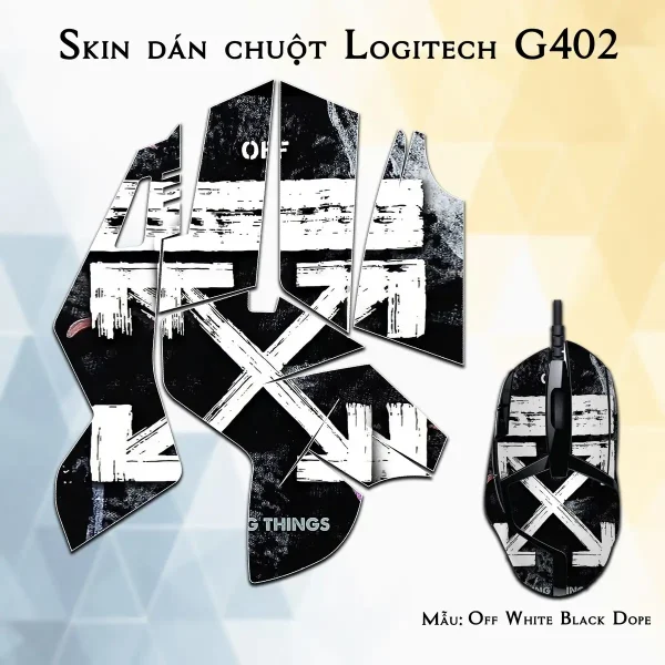 Skin dán chuột Logitech G402 mẫu Off White Black Dope