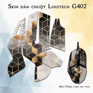 Skin dán chuột Logitech G402 mẫu Ombre cubes xám vàng