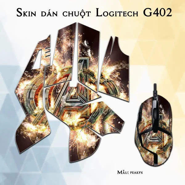 Skin dán chuột Logitech G402 mẫu peakpx