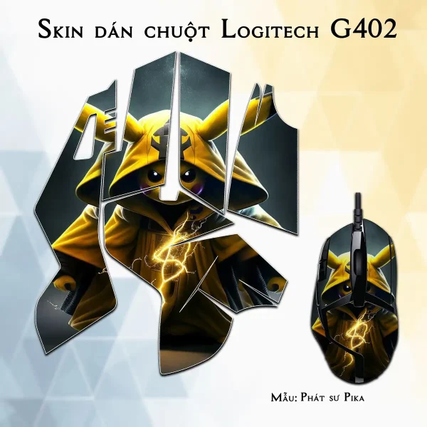Skin dán chuột Logitech G402 mẫu Phát sư Pika