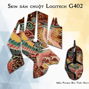 Skin dán chuột Logitech G402 mẫu Phượng Bào Triều Nguyễn lsm040