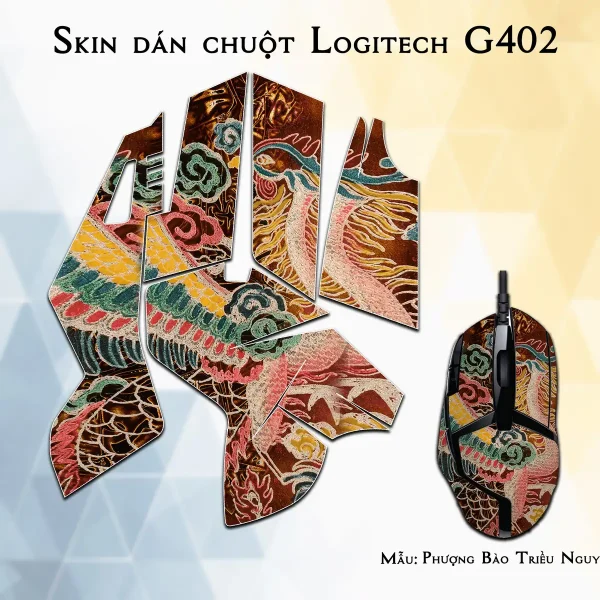Skin dán chuột Logitech G402 mẫu Phượng Bào Triều Nguyễn lsm040