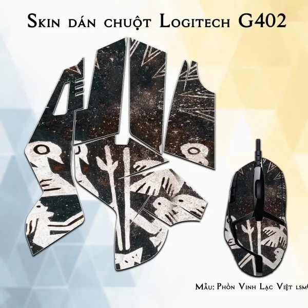 Skin dán chuột Logitech G402 mẫu Phồn Vinh Lạc Việt lsm038