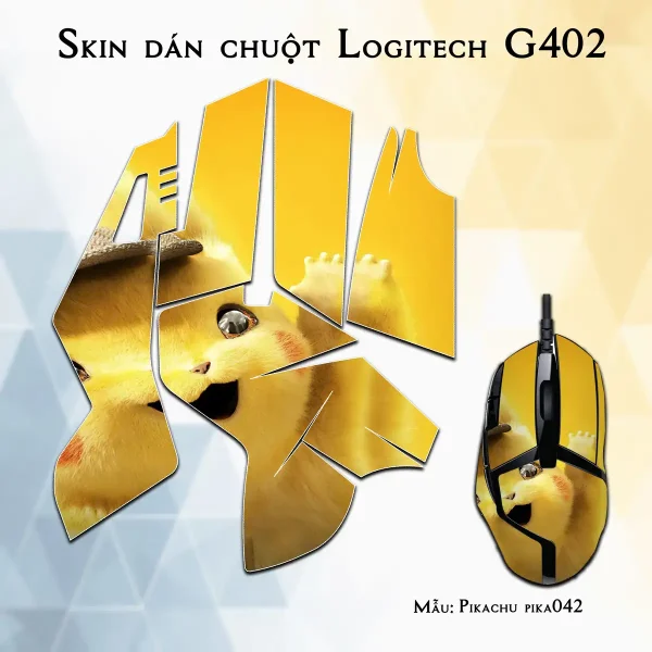 Skin dán chuột Logitech G402 mẫu Pikachu pika042