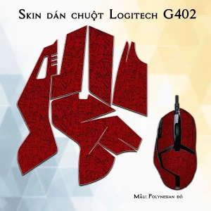 Skin dán chuột Logitech G402 mẫu Polynesian đỏ