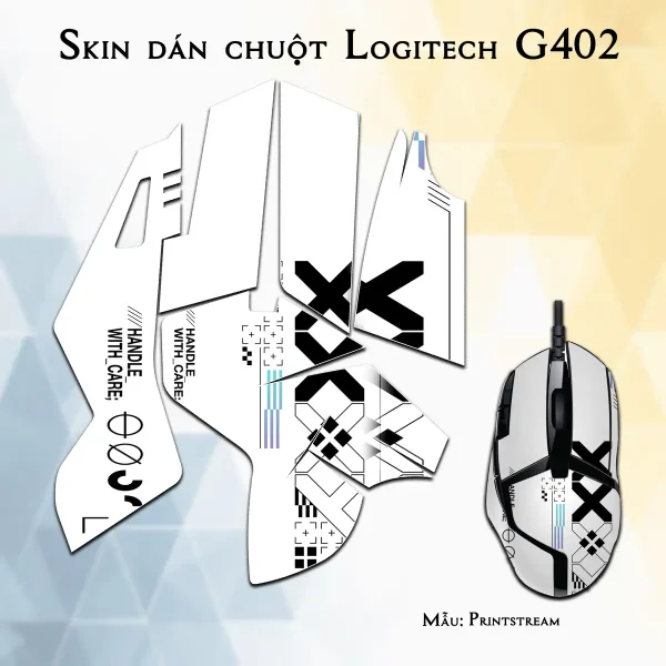 Skin dán chuột Logitech G402 mẫu Printstream