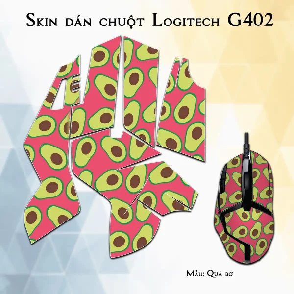 Skin dán chuột Logitech G402 mẫu Quả bơ