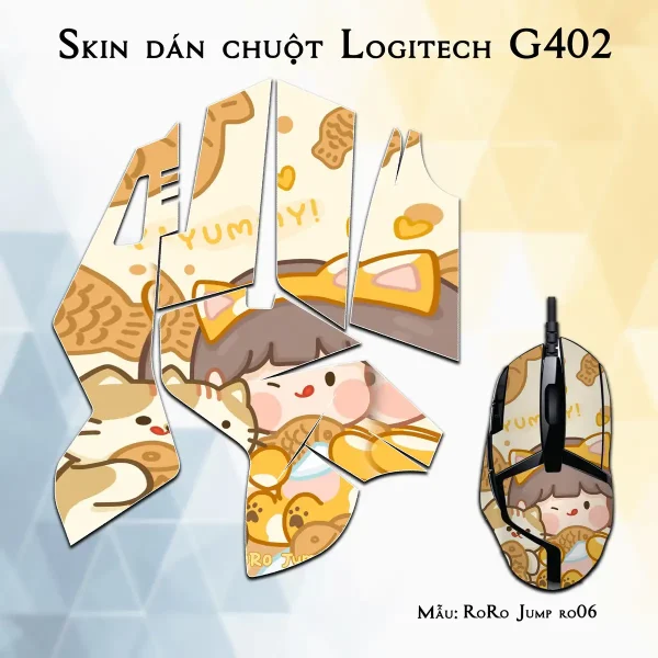 Skin dán chuột Logitech G402 mẫu RoRo Jump ro06