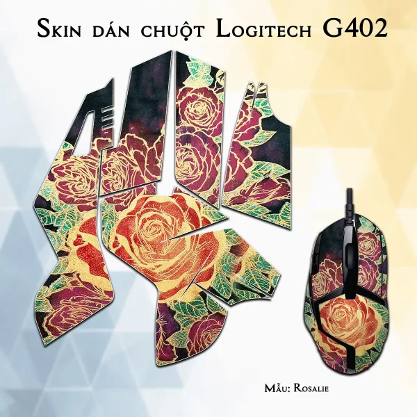 Skin dán chuột Logitech G402 mẫu Rosalie