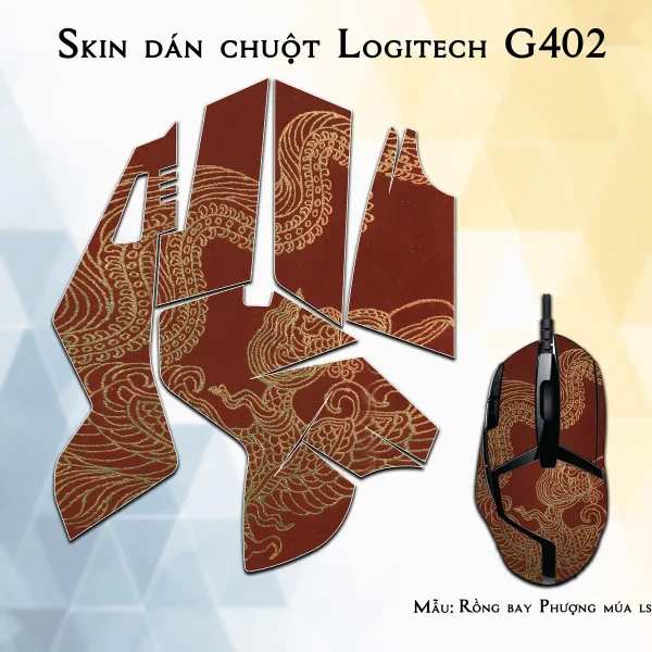 Skin dán chuột Logitech G402 mẫu Rồng bay Phượng múa lsm042