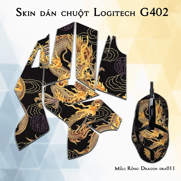 Skin dán chuột Logitech G402 mẫu Rồng Dragon dra011