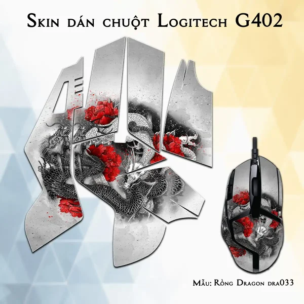Skin dán chuột Logitech G402 mẫu Rồng Dragon dra033