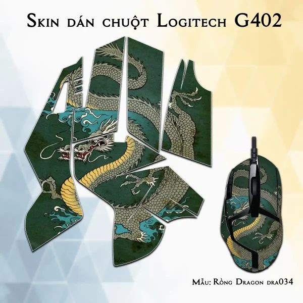 Skin dán chuột Logitech G402 mẫu Rồng Dragon dra034