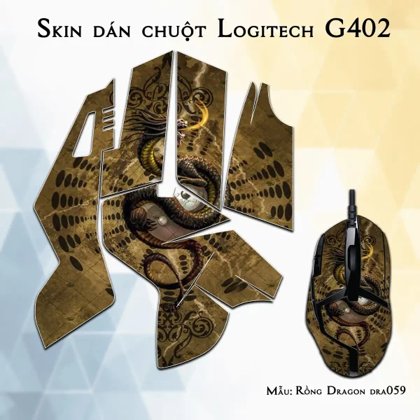 Skin dán chuột Logitech G402 mẫu Rồng Dragon dra059