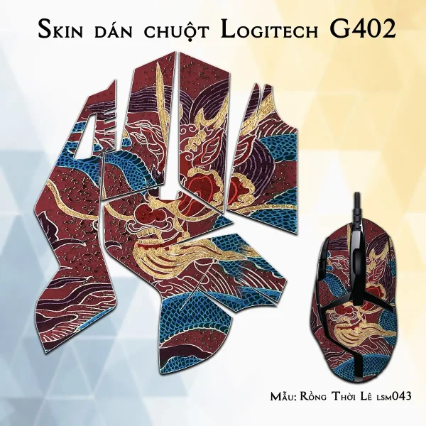 Skin dán chuột Logitech G402 mẫu Rồng Thời Lê lsm043