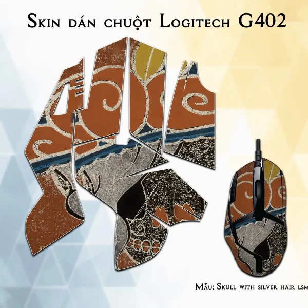Skin dán chuột Logitech G402 mẫu Skull with silver hair lsm046