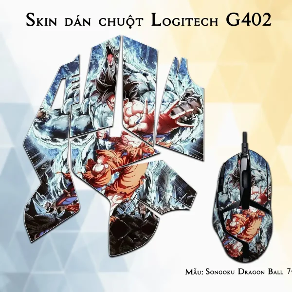 Skin dán chuột Logitech G402 mẫu Songoku Dragon Ball 7vnr001