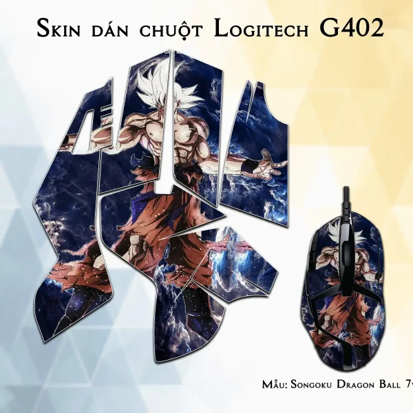 Skin dán chuột Logitech G402 mẫu Songoku Dragon Ball 7vnr004
