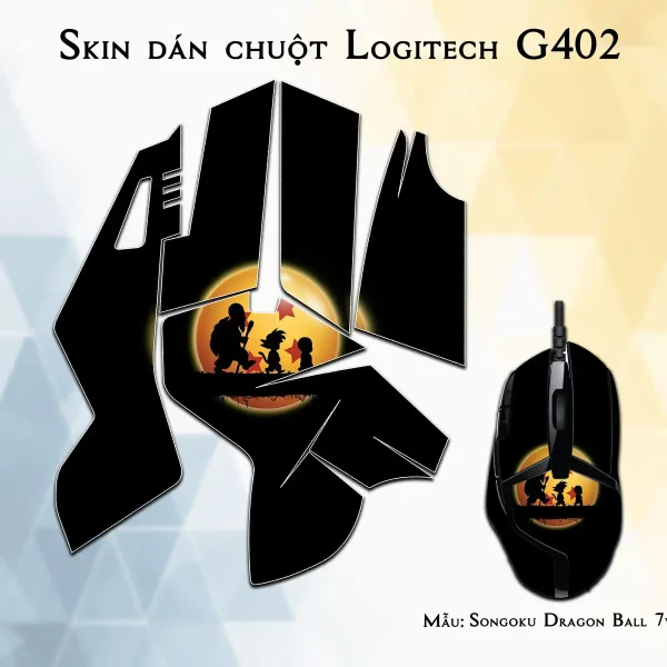 Skin dán chuột Logitech G402 mẫu Songoku Dragon Ball 7vnr006