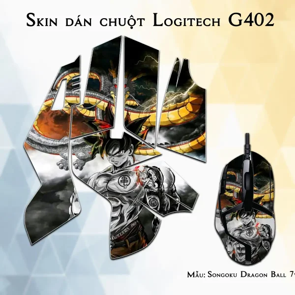 Skin dán chuột Logitech G402 mẫu Songoku Dragon Ball 7vnr014