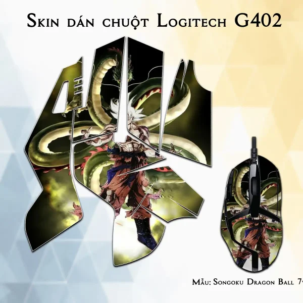 Skin dán chuột Logitech G402 mẫu Songoku Dragon Ball 7vnr017