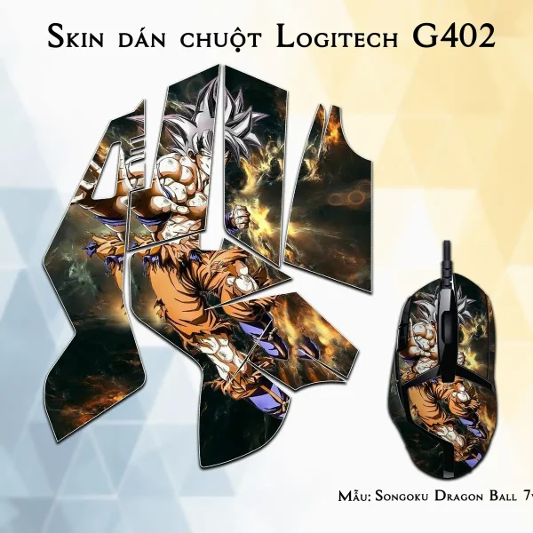 Skin dán chuột Logitech G402 mẫu Songoku Dragon Ball 7vnr021