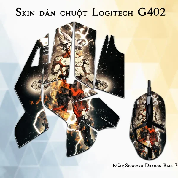 Skin dán chuột Logitech G402 mẫu Songoku Dragon Ball 7vnr037