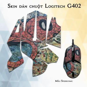 Skin dán chuột Logitech G402 mẫu Spidercomic