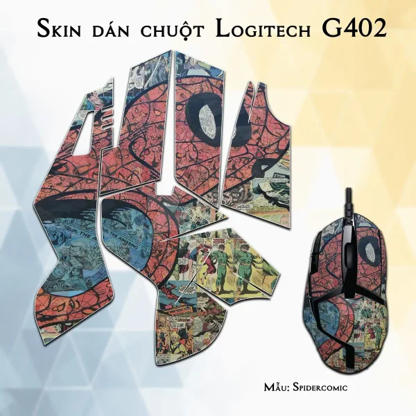 Skin dán chuột Logitech G402 mẫu Spidercomic