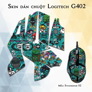 Skin dán chuột Logitech G402 mẫu Stickerbomb 02