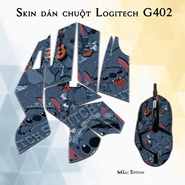 Skin dán chuột Logitech G402 mẫu Stitch