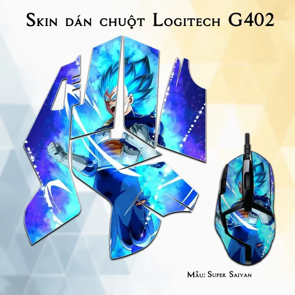 Skin dán chuột Logitech G402 mẫu Super Saiyan