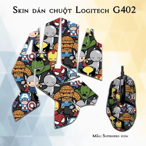 Skin dán chuột Logitech G402 mẫu Superhero icon