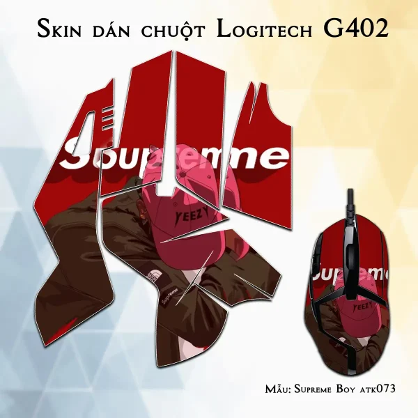 Skin dán chuột Logitech G402 mẫu Supreme Boy atk073