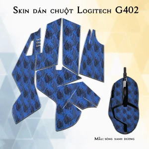 Skin dán chuột Logitech G402 mẫu sóng xanh dương