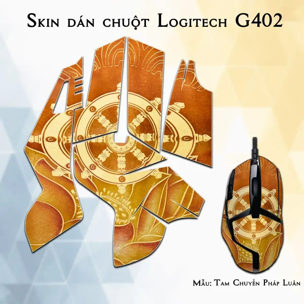 Skin dán chuột Logitech G402 mẫu Tam Chuyển Pháp Luân lsm067