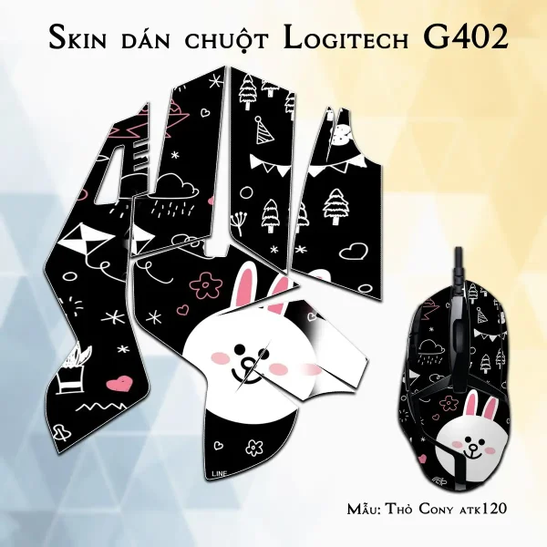 Skin dán chuột Logitech G402 mẫu Thỏ Cony atk120