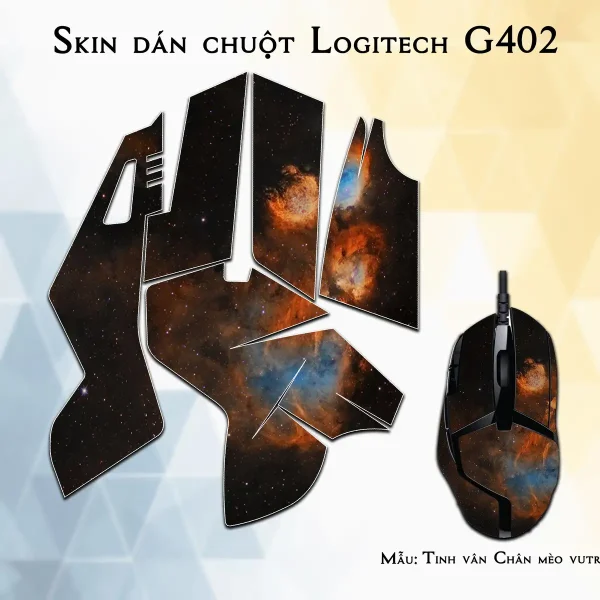 Skin dán chuột Logitech G402 mẫu Tinh vân Chân mèo vutr005