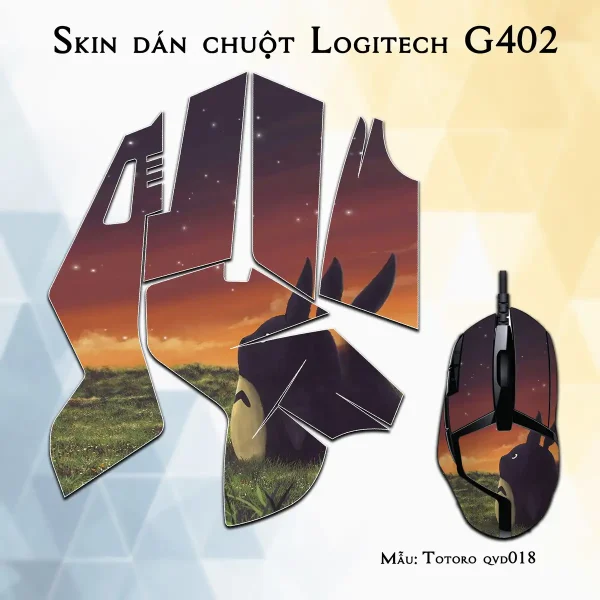 Skin dán chuột Logitech G402 mẫu Totoro qvd018