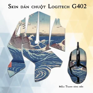 Skin dán chuột Logitech G402 mẫu Tranh sóng biển