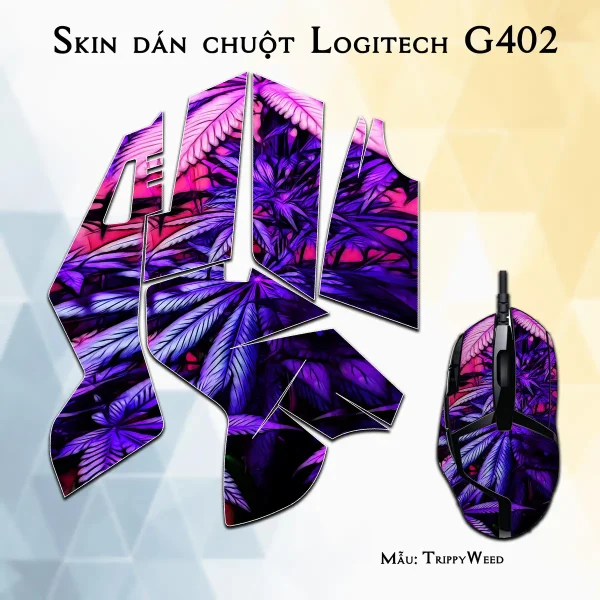Skin dán chuột Logitech G402 mẫu TrippyWeed