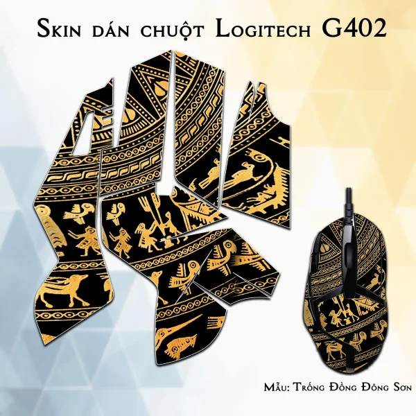 Skin dán chuột Logitech G402 mẫu Trống Đồng Đông Sơn lsm051