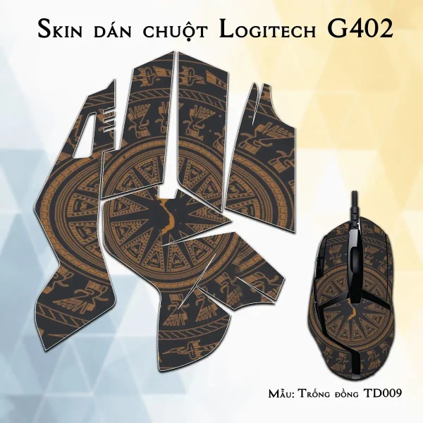 Skin dán chuột Logitech G402 mẫu Trống đồng TD009