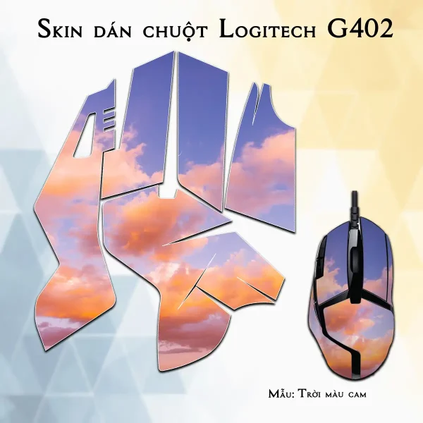 Skin dán chuột Logitech G402 mẫu Trời màu cam