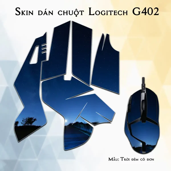 Skin dán chuột Logitech G402 mẫu Trời đêm cô đơn