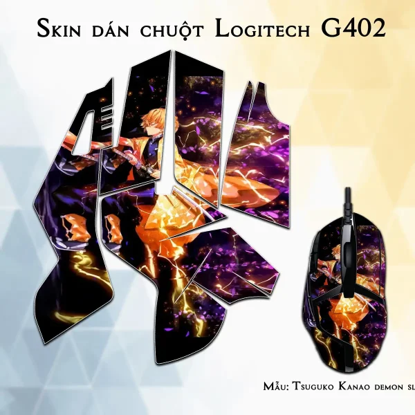 Skin dán chuột Logitech G402 mẫu Tsuguko Kanao demon slayer